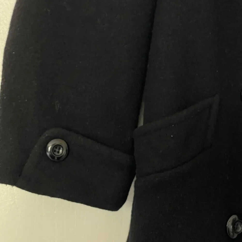 DONNYBROOK Black Vintage 100% Wool Coat Double Breasted full Length S 2P - Picture 10 of 14